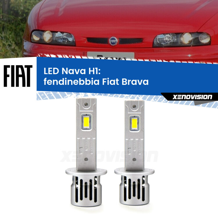 Fendinebbia LED Fiat Brava  1995 - 2001: H1 Nava <strong>Fendinebbia LED no-spie per Fiat Brava</strong>  1995 - 2001. Coppia lampade <strong> H1</strong> modello Nava canbus, raffreddate a ventola.