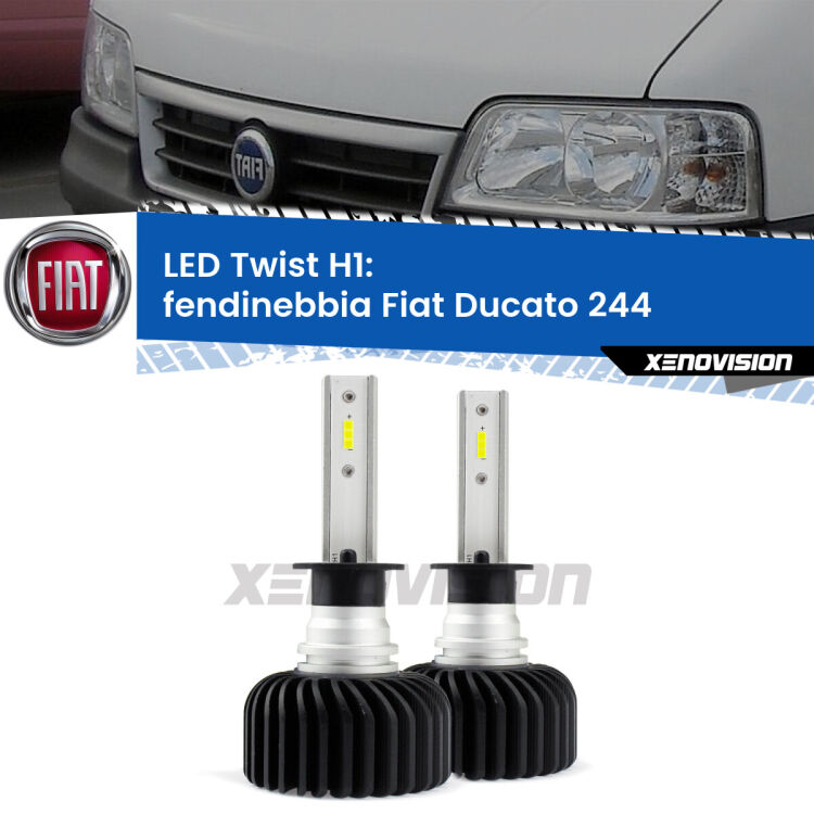 <strong>Kit fendinebbia LED</strong> H1 per <strong>Fiat Ducato</strong> 244 2002 - 2006. Compatte, impermeabili, senza ventola: praticamente indistruttibili. Top Quality.