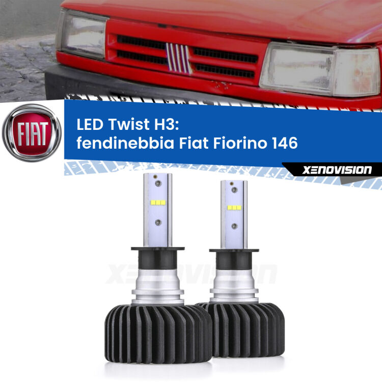 <strong>Kit fendinebbia LED</strong> H3 per <strong>Fiat Fiorino</strong> 146 1988 - 2001. Compatte, impermeabili, senza ventola: praticamente indistruttibili. Top Quality.
