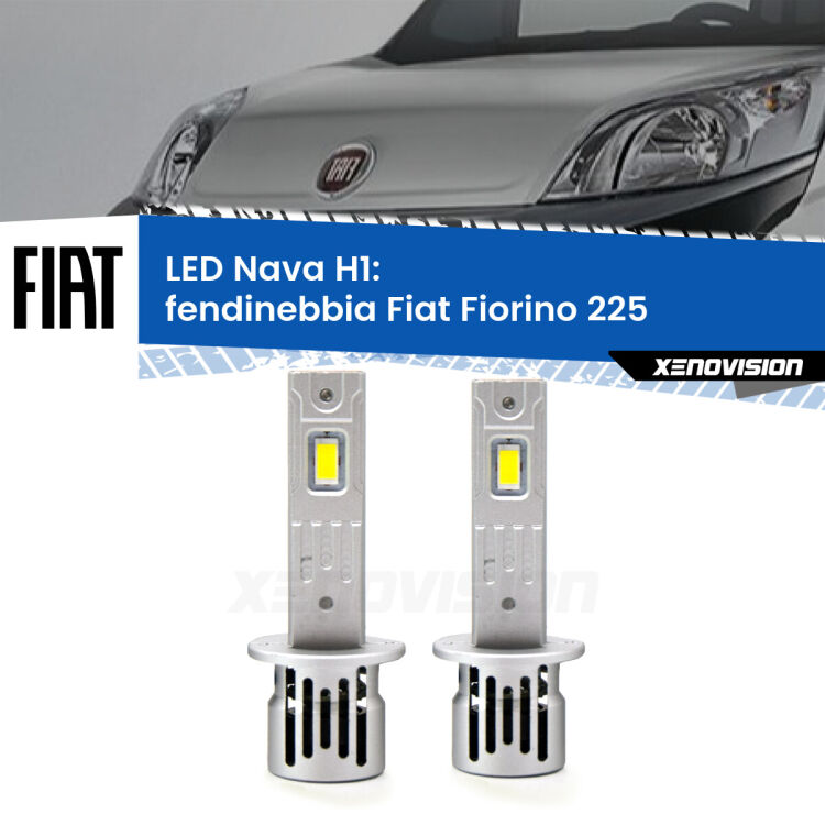 0 Fendinebbia LED Fiat Fiorino 225 2008 - 2021: H1 Nava <strong>Fendinebbia LED no-spie per Fiat Fiorino</strong> 225 2008 - 2021. Coppia lampade <strong> H1</strong> modello Nava canbus, raffreddate a ventola.