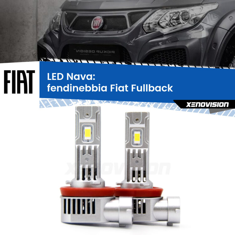 0 Fendinebbia LED Fiat Fullback 2016 - 2019: Nava 20,000Lm <strong>Fendinebbia LED no-spie per Fiat Fullback</strong> 2016 - 2019. Coppia lampade <strong>H11</strong>/H9/H8/H16(JP) modello Nava canbus, raffreddate a ventola.