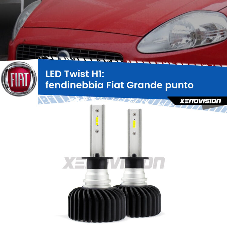 <strong>Kit fendinebbia LED</strong> H1 per <strong>Fiat Grande punto</strong>  2005 - 2018. Compatte, impermeabili, senza ventola: praticamente indistruttibili. Top Quality.