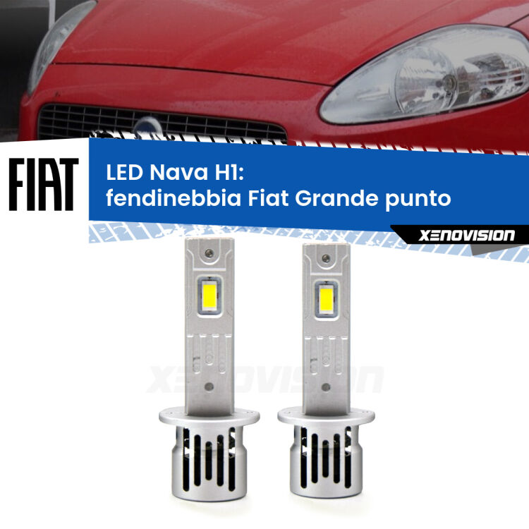 Fendinebbia LED Fiat Grande punto  2005 - 2018: H1 Nava <strong>Fendinebbia LED no-spie per Fiat Grande punto</strong>  2005 - 2018. Coppia lampade <strong> H1</strong> modello Nava canbus, raffreddate a ventola.