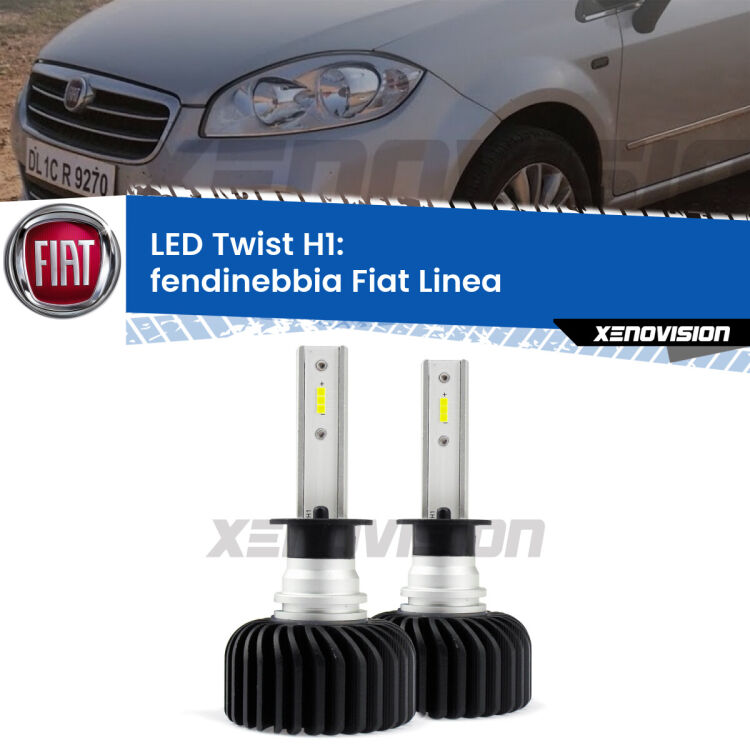 <strong>Kit fendinebbia LED</strong> H1 per <strong>Fiat Linea</strong>  2007 - 2018. Compatte, impermeabili, senza ventola: praticamente indistruttibili. Top Quality.