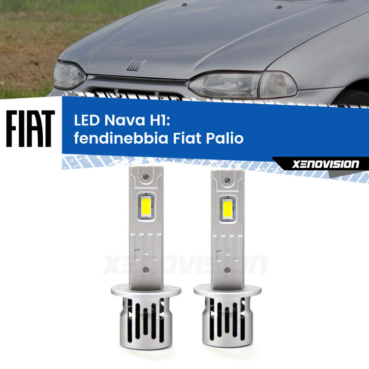 Fendinebbia LED Fiat Palio  1996 - 2003: H1 Nava <strong>Fendinebbia LED no-spie per Fiat Palio</strong>  1996 - 2003. Coppia lampade <strong> H1</strong> modello Nava canbus, raffreddate a ventola.