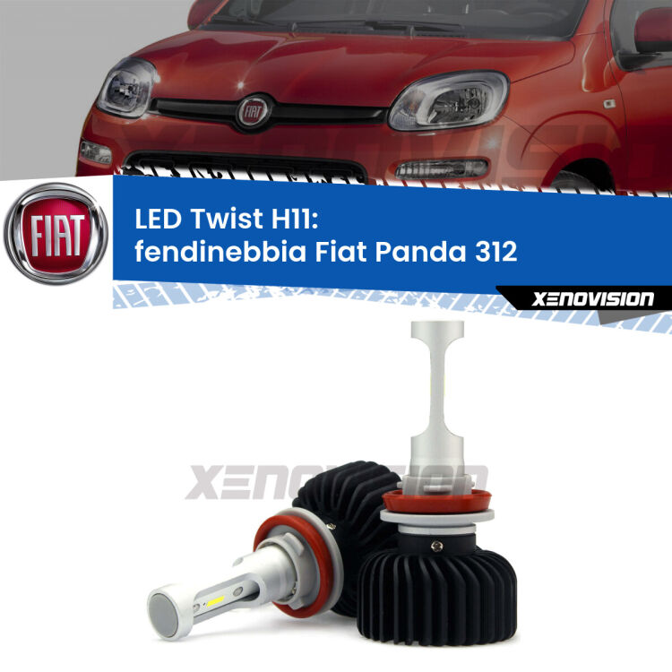 <strong>Kit fendinebbia LED</strong> H11 per <strong>Fiat Panda</strong> 312 2012 in poi. Compatte, impermeabili, senza ventola: praticamente indistruttibili. Top Quality.