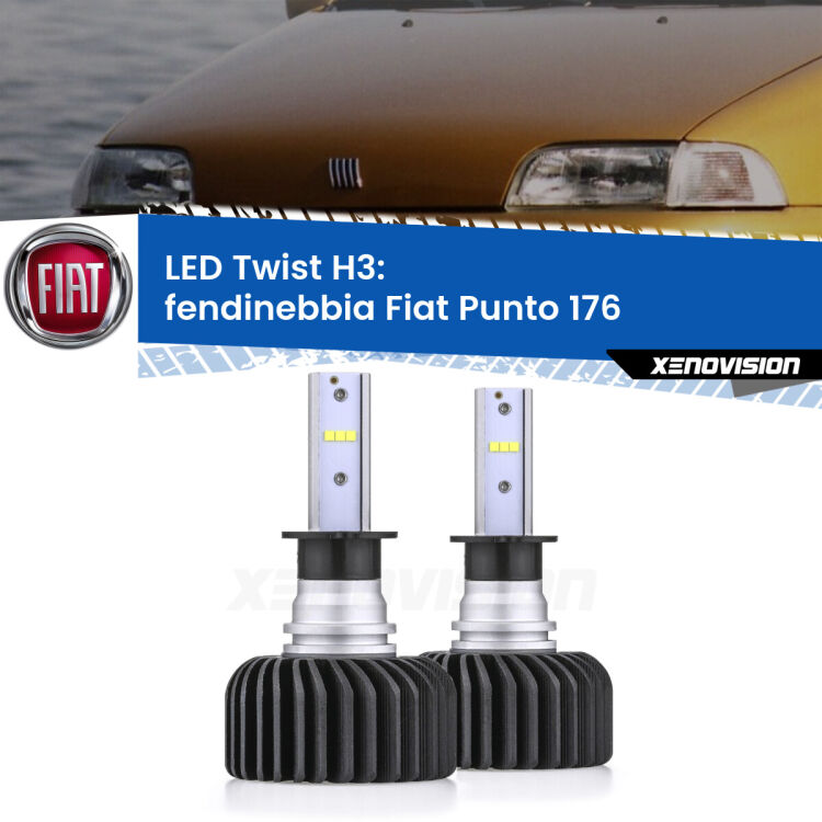 <strong>Kit fendinebbia LED</strong> H3 per <strong>Fiat Punto</strong> 176 1993 - 1999. Compatte, impermeabili, senza ventola: praticamente indistruttibili. Top Quality.