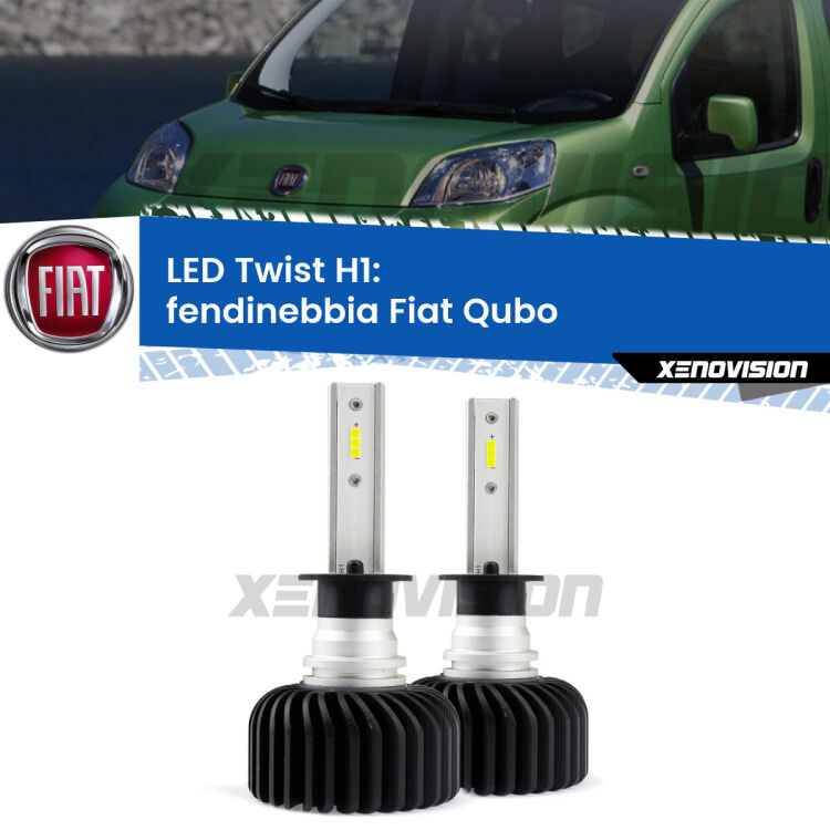 <strong>Kit fendinebbia LED</strong> H1 per <strong>Fiat Qubo</strong>  2008 - 2021. Compatte, impermeabili, senza ventola: praticamente indistruttibili. Top Quality.