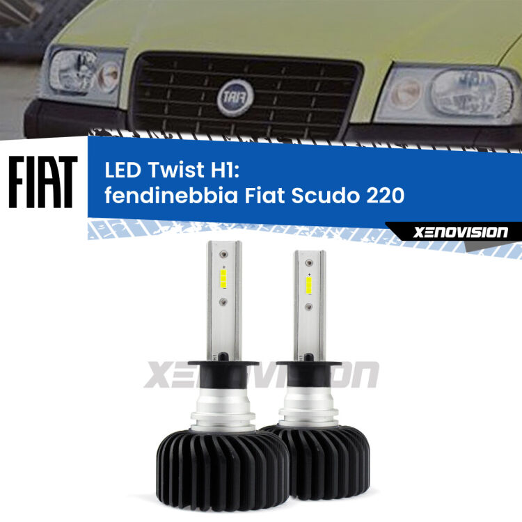 Fendinebbia LED Fiat Scudo 220 2004 - 2006: H1 11,000Lm <strong>Kit fendinebbia LED</strong> H1 per <strong>Fiat Scudo</strong> 220 2004 - 2006. Compatte, impermeabili, senza ventola: praticamente indistruttibili. Top Quality.