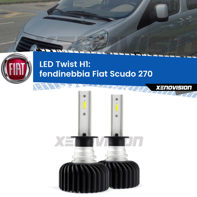 <strong>Kit fendinebbia LED</strong> H1 per <strong>Fiat Scudo</strong> 270 2007 - 2016. Compatte, impermeabili, senza ventola: praticamente indistruttibili. Top Quality.