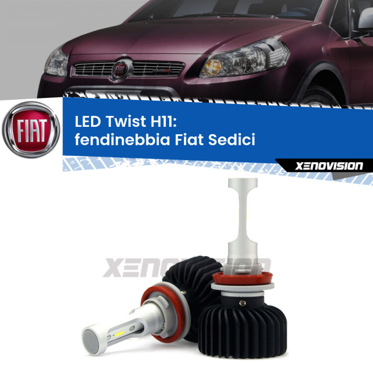 <strong>Kit fendinebbia LED</strong> H11 per <strong>Fiat Sedici</strong>  2006 - 2014. Compatte, impermeabili, senza ventola: praticamente indistruttibili. Top Quality.