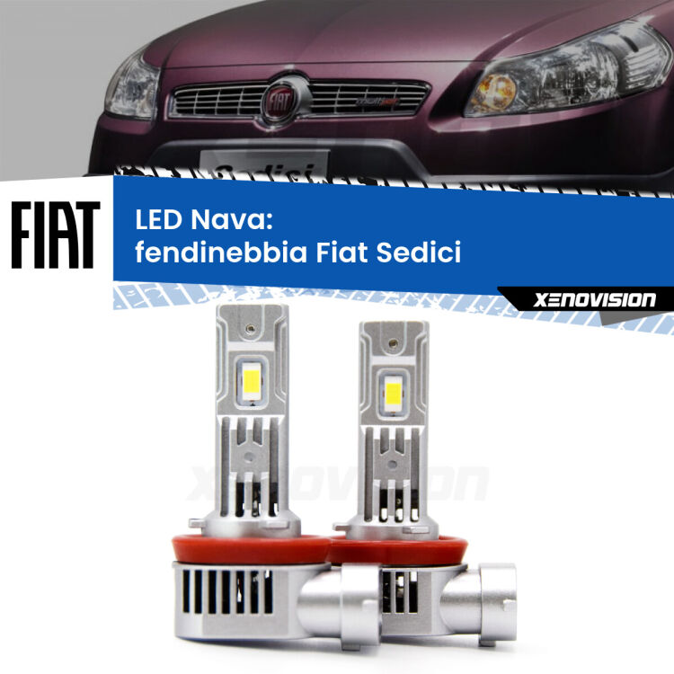 Fendinebbia LED Fiat Sedici  2006 - 2014: Nava 20,000Lm <strong>Fendinebbia LED no-spie per Fiat Sedici</strong>  2006 - 2014. Coppia lampade <strong>H11</strong>/H9/H8/H16(JP) modello Nava canbus, raffreddate a ventola.