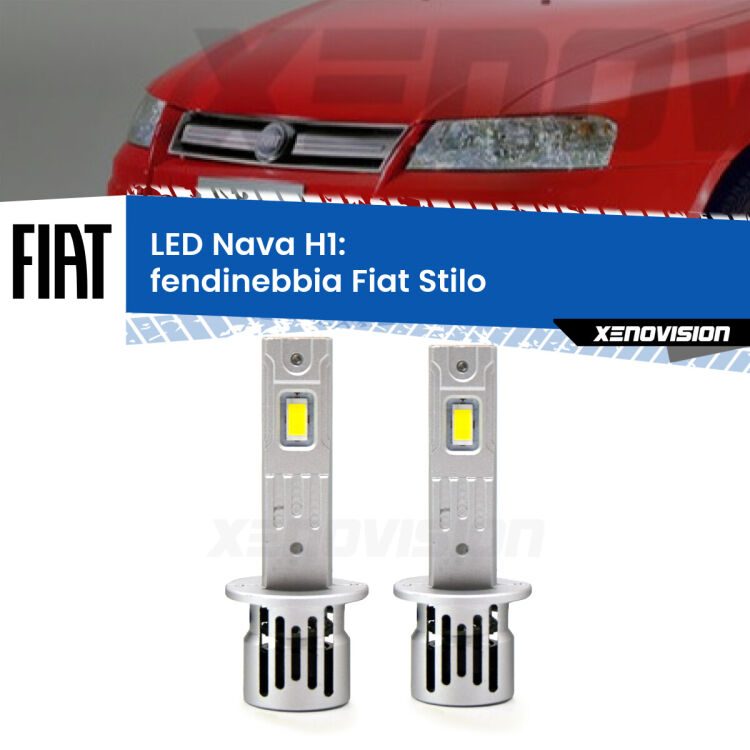 Fendinebbia LED Fiat Stilo  2001 - 2006: H1 Nava <strong>Fendinebbia LED no-spie per Fiat Stilo</strong>  2001 - 2006. Coppia lampade <strong> H1</strong> modello Nava canbus, raffreddate a ventola.