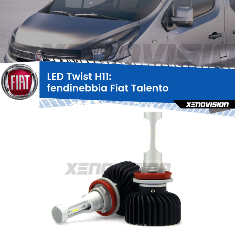 <strong>Kit fendinebbia LED</strong> H11 per <strong>Fiat Talento</strong>  con luci svolta. Compatte, impermeabili, senza ventola: praticamente indistruttibili. Top Quality.