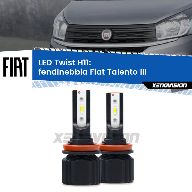 Fendinebbia LED Fiat Talento III senza luci svolta: Twist 11,000Lm <strong>Kit fendinebbia LED</strong> per <strong>Fiat Talento</strong> III senza luci svolta. Compatte, impermeabili, senza ventola: praticamente indistruttibili. Top Quality.