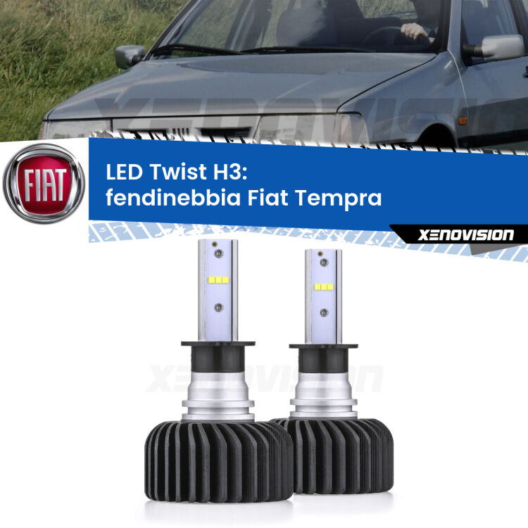 <strong>Kit fendinebbia LED</strong> H3 per <strong>Fiat Tempra</strong>  1990 - 1996. Compatte, impermeabili, senza ventola: praticamente indistruttibili. Top Quality.