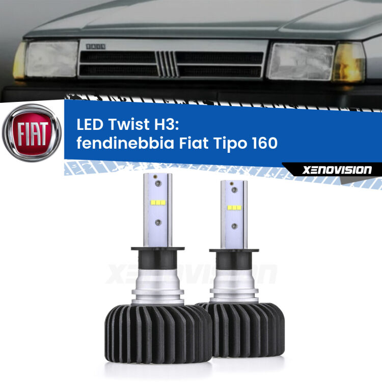 <strong>Kit fendinebbia LED</strong> H3 per <strong>Fiat Tipo</strong> 160 1987 - 1996. Compatte, impermeabili, senza ventola: praticamente indistruttibili. Top Quality.