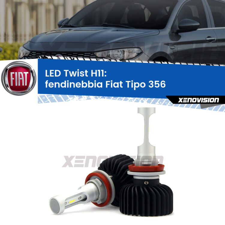 <strong>Kit fendinebbia LED</strong> H11 per <strong>Fiat Tipo</strong> 356 2015 in poi. Compatte, impermeabili, senza ventola: praticamente indistruttibili. Top Quality.