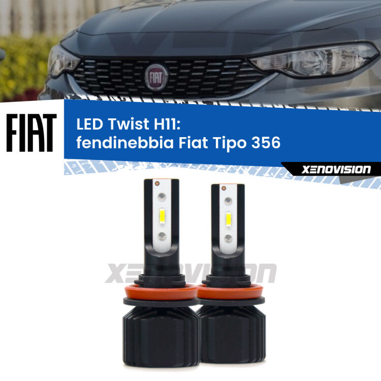Fendinebbia LED Fiat Tipo 356 2015 in poi: Twist 11,000Lm <strong>Kit fendinebbia LED</strong> per <strong>Fiat Tipo</strong> 356 2015 in poi. Compatte, impermeabili, senza ventola: praticamente indistruttibili. Top Quality.