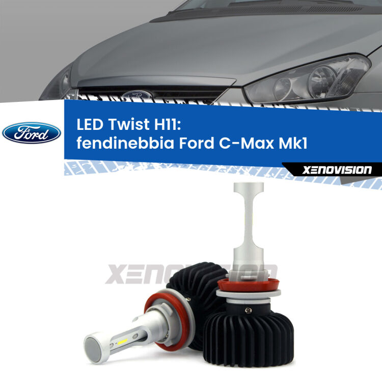 <strong>Kit fendinebbia LED</strong> H11 per <strong>Ford C-Max</strong> Mk1 2003 - 2010. Compatte, impermeabili, senza ventola: praticamente indistruttibili. Top Quality.