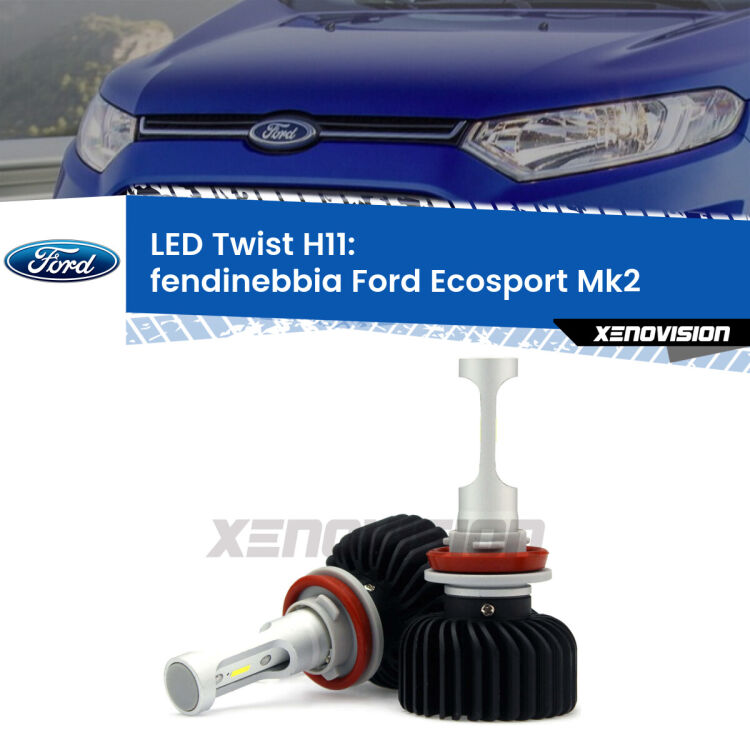 <strong>Kit fendinebbia LED</strong> H11 per <strong>Ford Ecosport</strong> Mk2 2012 - 2016. Compatte, impermeabili, senza ventola: praticamente indistruttibili. Top Quality.