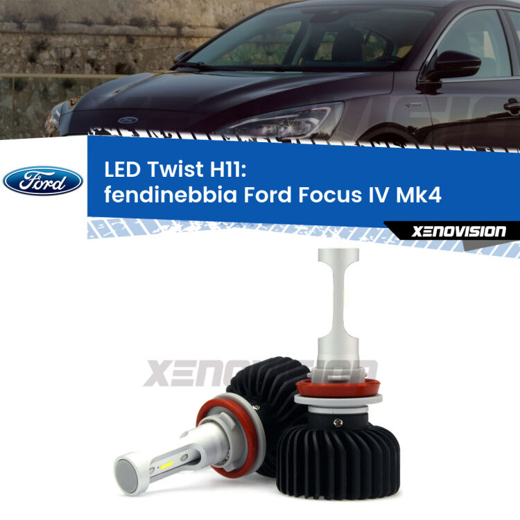 <strong>Kit fendinebbia LED</strong> H11 per <strong>Ford Focus IV</strong> Mk4 2018 in poi. Compatte, impermeabili, senza ventola: praticamente indistruttibili. Top Quality.