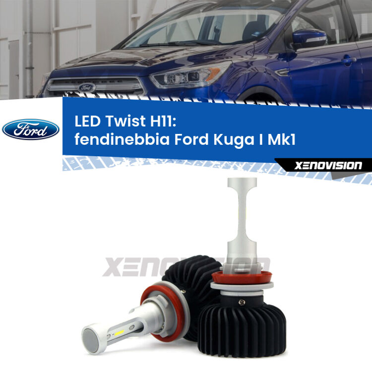 <strong>Kit fendinebbia LED</strong> H11 per <strong>Ford Kuga I</strong> Mk1 2008 - 2012. Compatte, impermeabili, senza ventola: praticamente indistruttibili. Top Quality.
