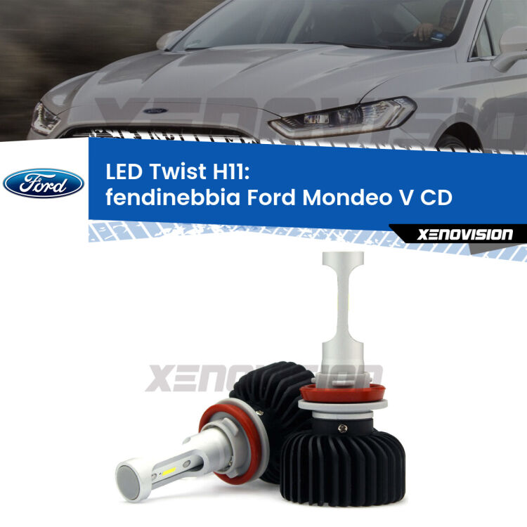 <strong>Kit fendinebbia LED</strong> H11 per <strong>Ford Mondeo V</strong> CD 2012 - 2016. Compatte, impermeabili, senza ventola: praticamente indistruttibili. Top Quality.