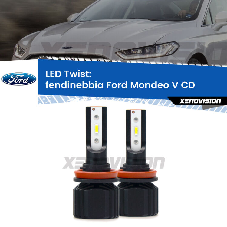 Fendinebbia LED Ford Mondeo V CD 2012 - 2016: Twist 11,000Lm <strong>Kit fendinebbia LED</strong> per <strong>Ford Mondeo V</strong> CD 2012 - 2016. Compatte, impermeabili, senza ventola: praticamente indistruttibili. Top Quality.