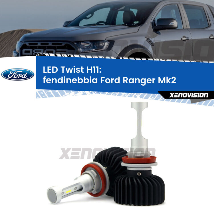 <strong>Kit fendinebbia LED</strong> H11 per <strong>Ford Ranger</strong> Mk2 2006 - 2012. Compatte, impermeabili, senza ventola: praticamente indistruttibili. Top Quality.