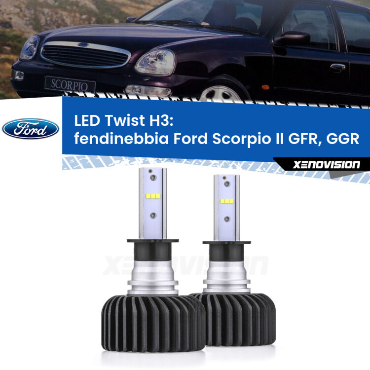 <strong>Kit fendinebbia LED</strong> H3 per <strong>Ford Scorpio II</strong> GFR, GGR 1994 - 1998. Compatte, impermeabili, senza ventola: praticamente indistruttibili. Top Quality.