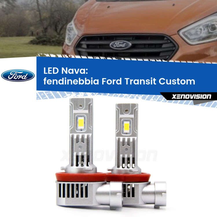 0 Fendinebbia LED Ford Transit Custom  2012 - 2022: Nava 20,000Lm <strong>Fendinebbia LED no-spie per Ford Transit Custom</strong>  2012 - 2022. Coppia lampade <strong>H11</strong>/H9/H8/H16(JP) modello Nava canbus, raffreddate a ventola.