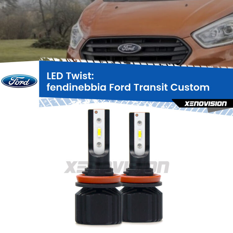 Fendinebbia LED Ford Transit Custom 2012 - 2022: Twist 11,000Lm <strong>Kit fendinebbia LED</strong> per <strong>Ford Transit Custom</strong> 2012 - 2022. Compatte, impermeabili, senza ventola: praticamente indistruttibili. Top Quality.