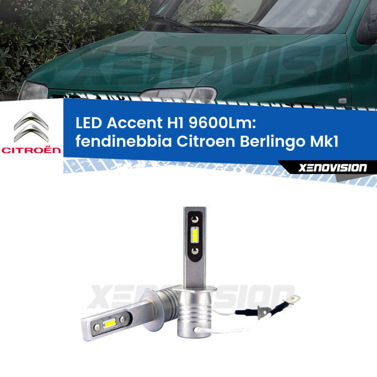 <strong>Kit LED Fendinebbia per Citroen Berlingo</strong> Mk1 senza luci svolta.</strong> Coppia lampade <strong>H1</strong> senza ventola e ultracompatte per installazioni in fari senza spazi.
