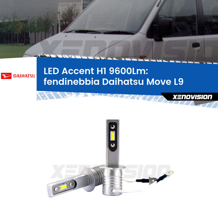 <strong>Kit LED Fendinebbia per Daihatsu Move</strong> L9 1997 - 2002.</strong> Coppia lampade <strong>H1</strong> senza ventola e ultracompatte per installazioni in fari senza spazi.