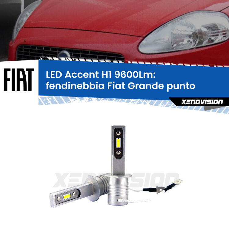 0 Fendinebbia LED H1 9600Lm per Fiat Grande punto  2005 - 2018 <strong>Kit LED Fendinebbia per Fiat Grande punto</strong>  2005 - 2018.</strong> Coppia lampade <strong>H1</strong> senza ventola e ultracompatte per installazioni in fari senza spazi.