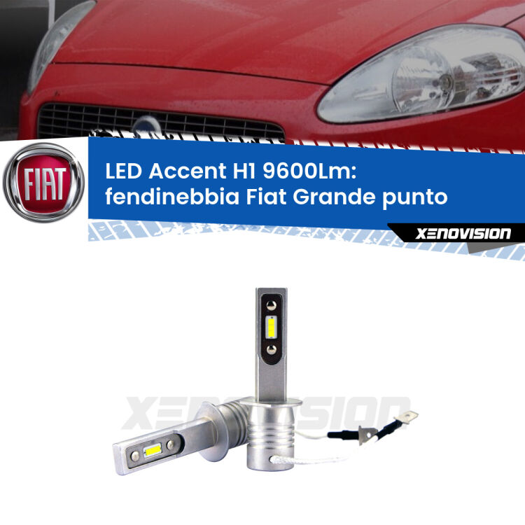 <strong>Kit LED Fendinebbia per Fiat Grande punto</strong>  2005 - 2018.</strong> Coppia lampade <strong>H1</strong> senza ventola e ultracompatte per installazioni in fari senza spazi.