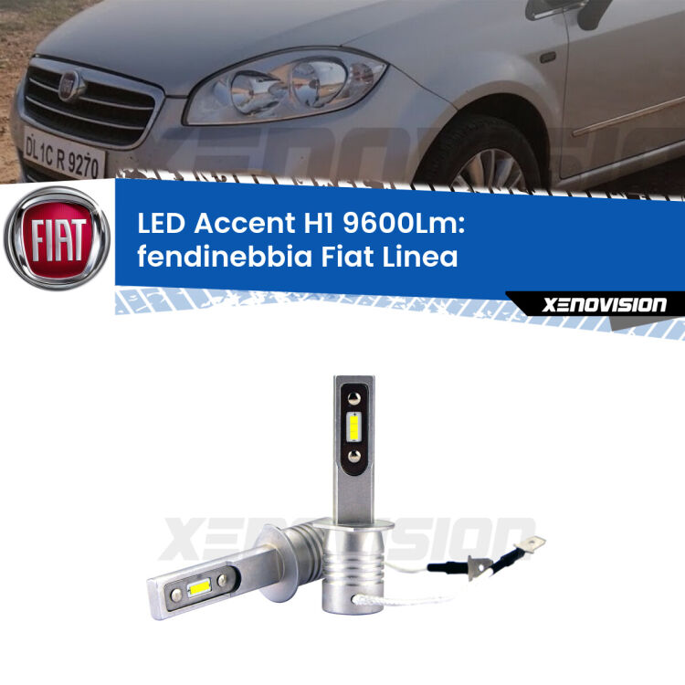 <strong>Kit LED Fendinebbia per Fiat Linea</strong>  2007 - 2018.</strong> Coppia lampade <strong>H1</strong> senza ventola e ultracompatte per installazioni in fari senza spazi.