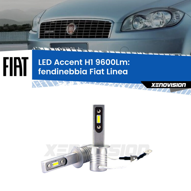 Fendinebbia LED H1 9600Lm per Fiat Linea  2007 - 2018 <strong>Kit LED Fendinebbia per Fiat Linea</strong>  2007 - 2018.</strong> Coppia lampade <strong>H1</strong> senza ventola e ultracompatte per installazioni in fari senza spazi.