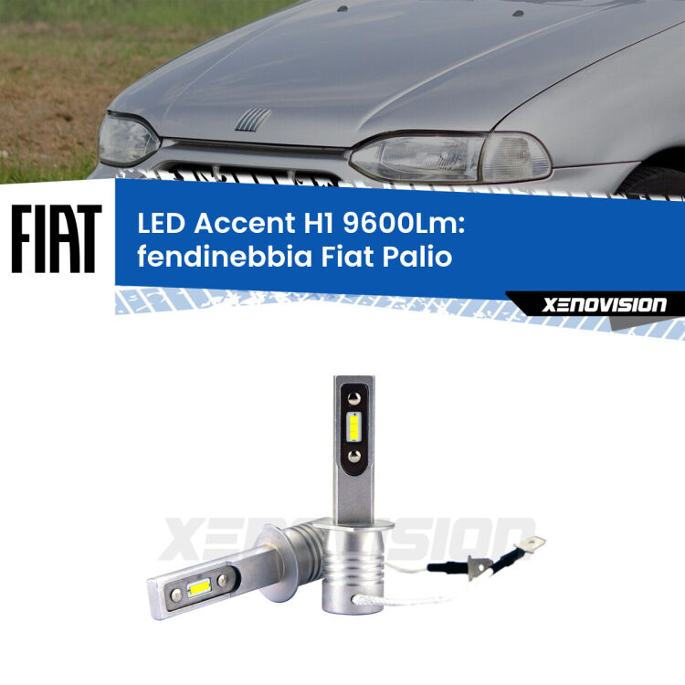 Fendinebbia LED H1 9600Lm per Fiat Palio  1996 - 2003 <strong>Kit LED Fendinebbia per Fiat Palio</strong>  1996 - 2003.</strong> Coppia lampade <strong>H1</strong> senza ventola e ultracompatte per installazioni in fari senza spazi.
