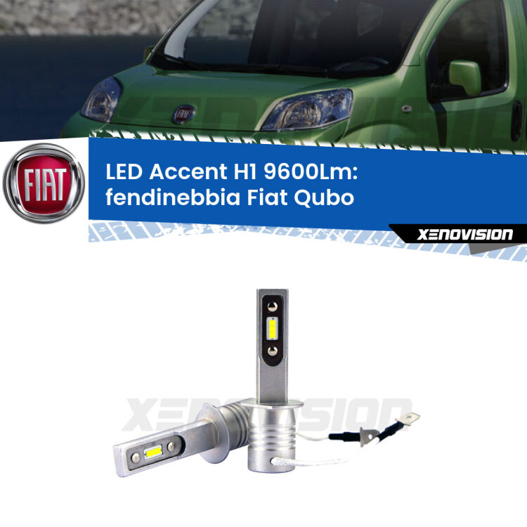 <strong>Kit LED Fendinebbia per Fiat Qubo</strong>  2008 - 2021.</strong> Coppia lampade <strong>H1</strong> senza ventola e ultracompatte per installazioni in fari senza spazi.