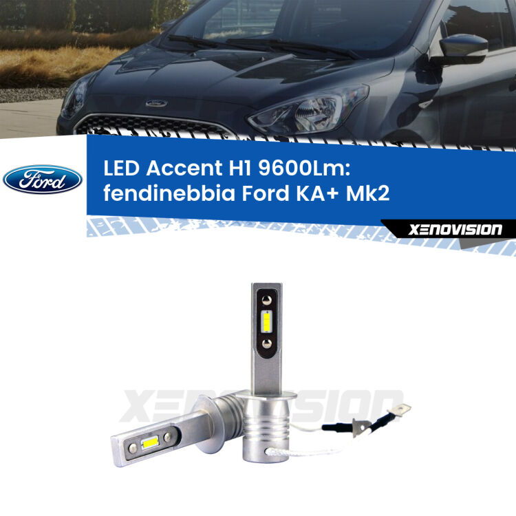 <strong>Kit LED Fendinebbia per Ford KA+</strong> Mk2 2008 - 2013.</strong> Coppia lampade <strong>H1</strong> senza ventola e ultracompatte per installazioni in fari senza spazi.