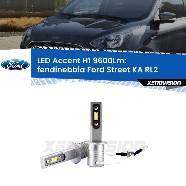 <strong>Kit LED Fendinebbia per Ford Street KA</strong> RL2 2003 - 2005.</strong> Coppia lampade <strong>H1</strong> senza ventola e ultracompatte per installazioni in fari senza spazi.