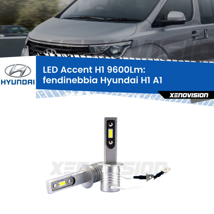 <strong>Kit LED Fendinebbia per Hyundai H1</strong> A1 2006 - 2008.</strong> Coppia lampade <strong>H1</strong> senza ventola e ultracompatte per installazioni in fari senza spazi.