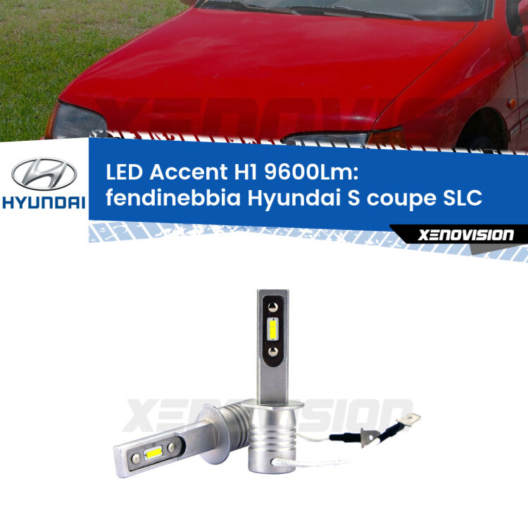 <strong>Kit LED Fendinebbia per Hyundai S coupe</strong> SLC 1990 - 1996.</strong> Coppia lampade <strong>H1</strong> senza ventola e ultracompatte per installazioni in fari senza spazi.