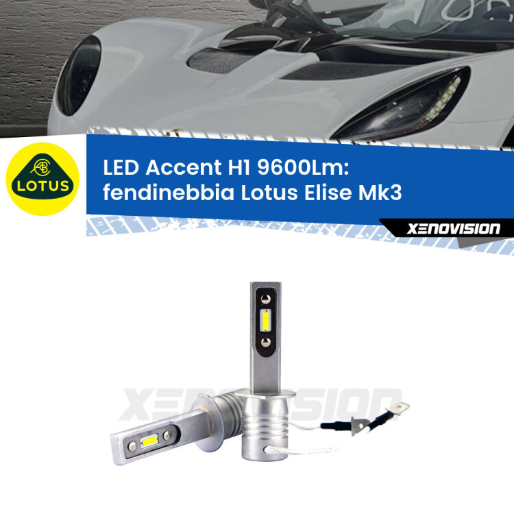 Fendinebbia LED H1 9600Lm per Lotus Elise Mk3 2010 - 2022 <strong>Kit LED Fendinebbia per Lotus Elise</strong> Mk3 2010 - 2022.</strong> Coppia lampade <strong>H1</strong> senza ventola e ultracompatte per installazioni in fari senza spazi.