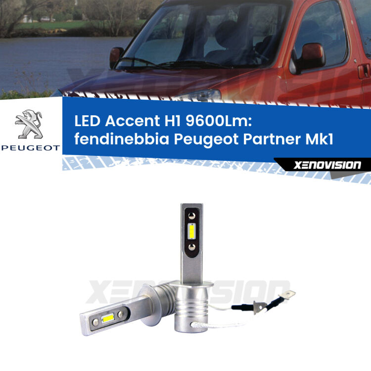 Fendinebbia LED H1 9600Lm per Peugeot Partner Mk1 1996 - 2003 <strong>Kit LED Fendinebbia per Peugeot Partner</strong> Mk1 1996 - 2003.</strong> Coppia lampade <strong>H1</strong> senza ventola e ultracompatte per installazioni in fari senza spazi.