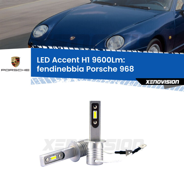 Fendinebbia LED H1 9600Lm per Porsche 968  1991 - 1995 <strong>Kit LED Fendinebbia per Porsche 968</strong>  1991 - 1995.</strong> Coppia lampade <strong>H1</strong> senza ventola e ultracompatte per installazioni in fari senza spazi.