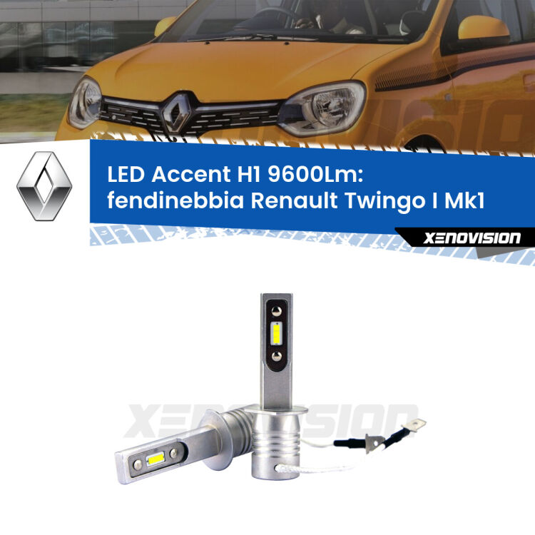 <strong>Kit LED Fendinebbia per Renault Twingo I</strong> Mk1 1993 - 2006.</strong> Coppia lampade <strong>H1</strong> senza ventola e ultracompatte per installazioni in fari senza spazi.