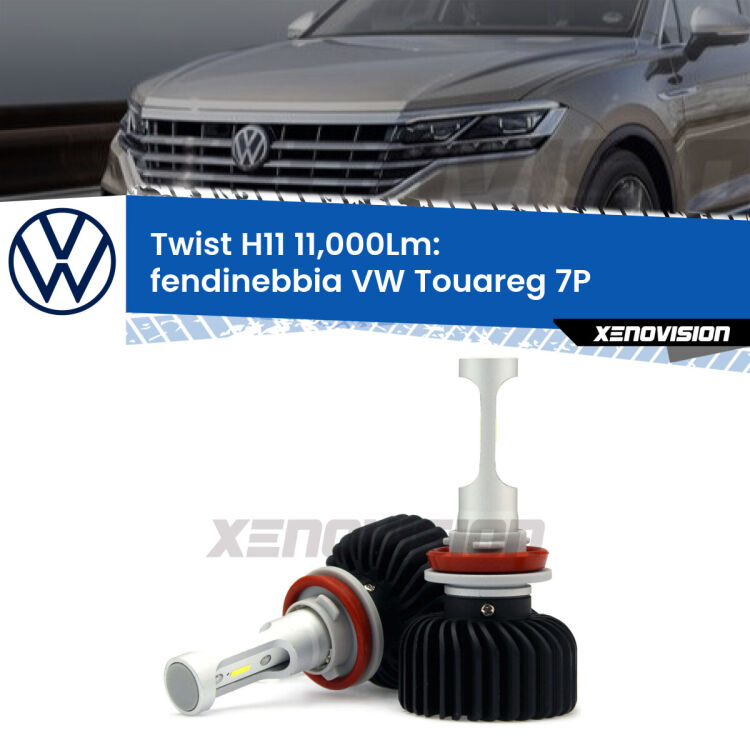 <strong>Kit fendinebbia LED</strong> H11 per <strong>VW Touareg</strong> 7P 2015 - 2018. Compatte, impermeabili, senza ventola: praticamente indistruttibili. Top Quality.
